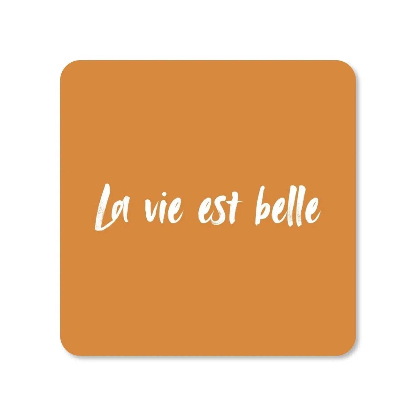 Lot de 4 dessous de verre - La vie est belle sur fond ocre - Place des Images