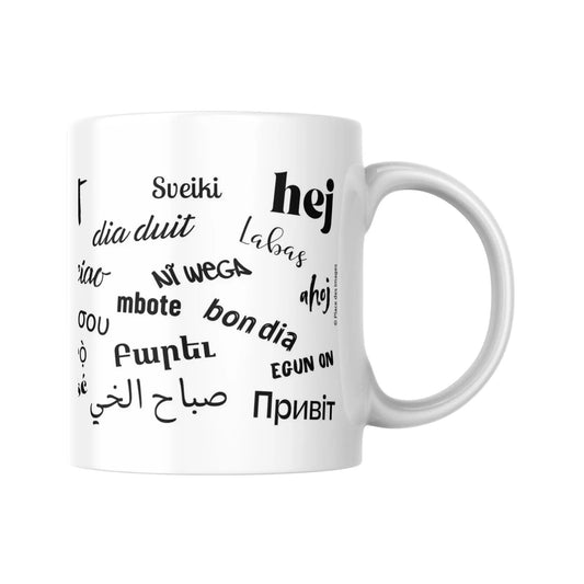 Mug méli-mélo de "Bonjour" en Noir & Blanc (partie droite) - Place des Images