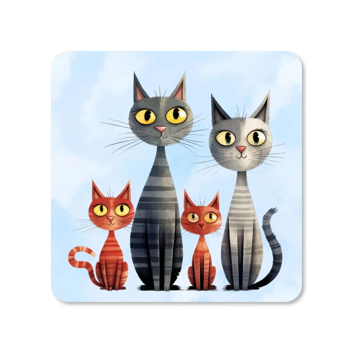 Dessous de verre carré MDF - La tribu des chats, illustration 4 - Place des Images