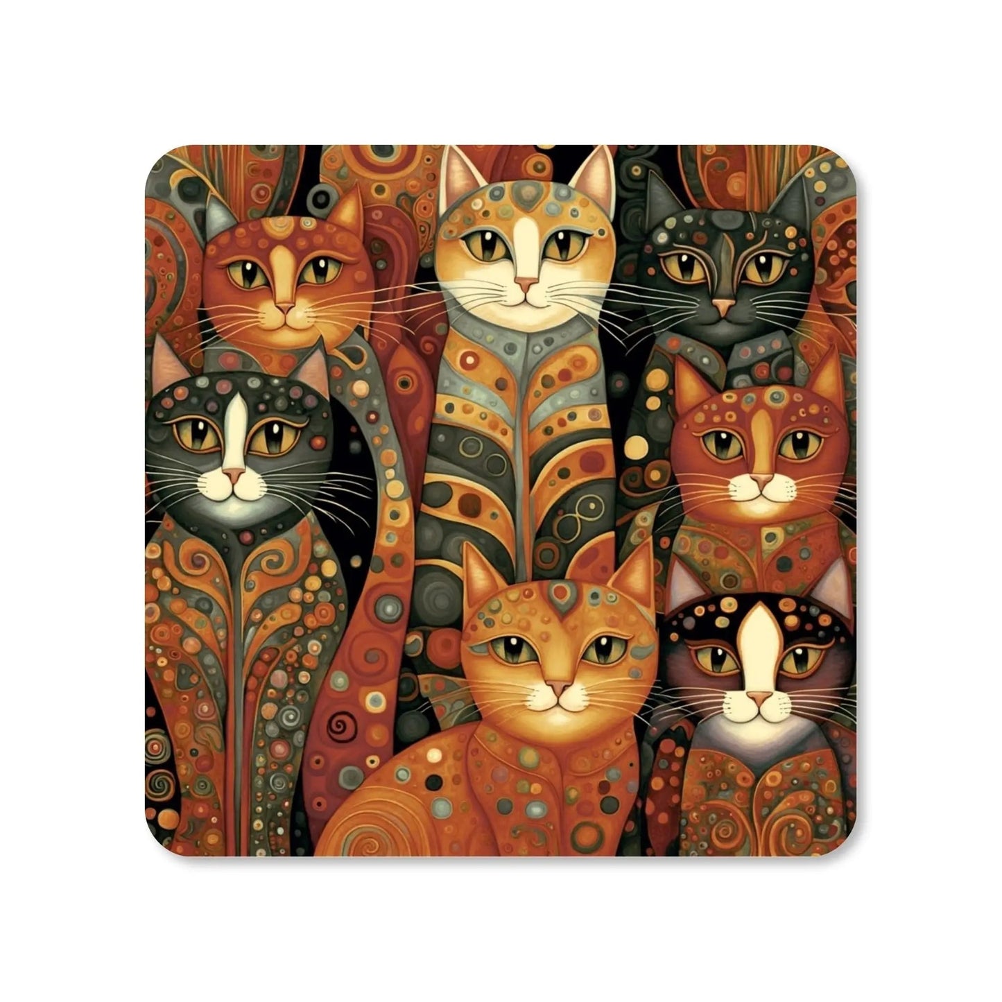 Lot de 4 dessous de verre - Chats style Gustav Klimt (vue 4) - Place des Images