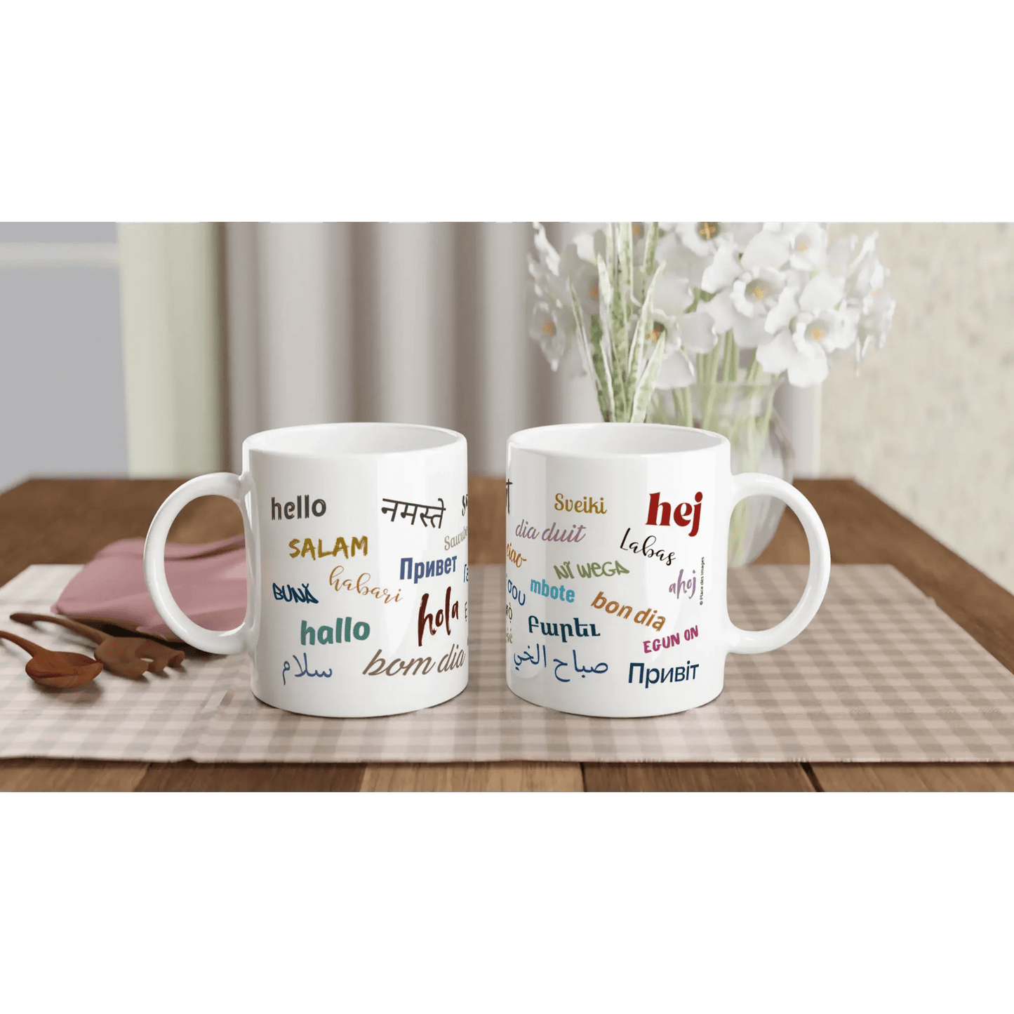Mug Méli - mélo de "Bonjour" en couleur - Place des Images