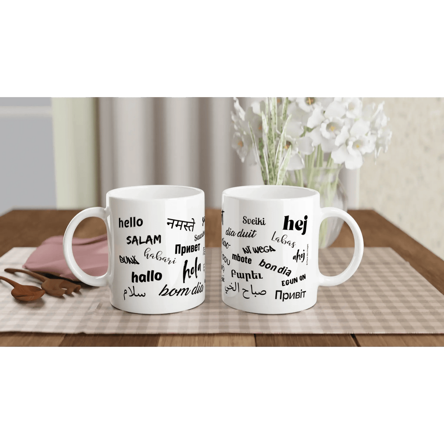 Mug Méli - mélo de "Bonjour" en Noir & Blanc - Place des Images