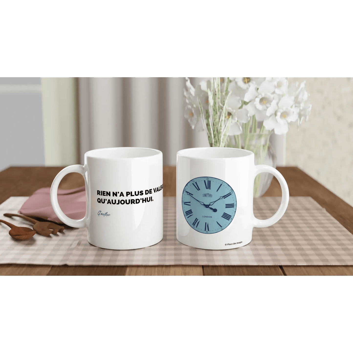 Mug / Tasse Citation de Goethe sur le moment présent (vue d'ensemble) - Place des Images