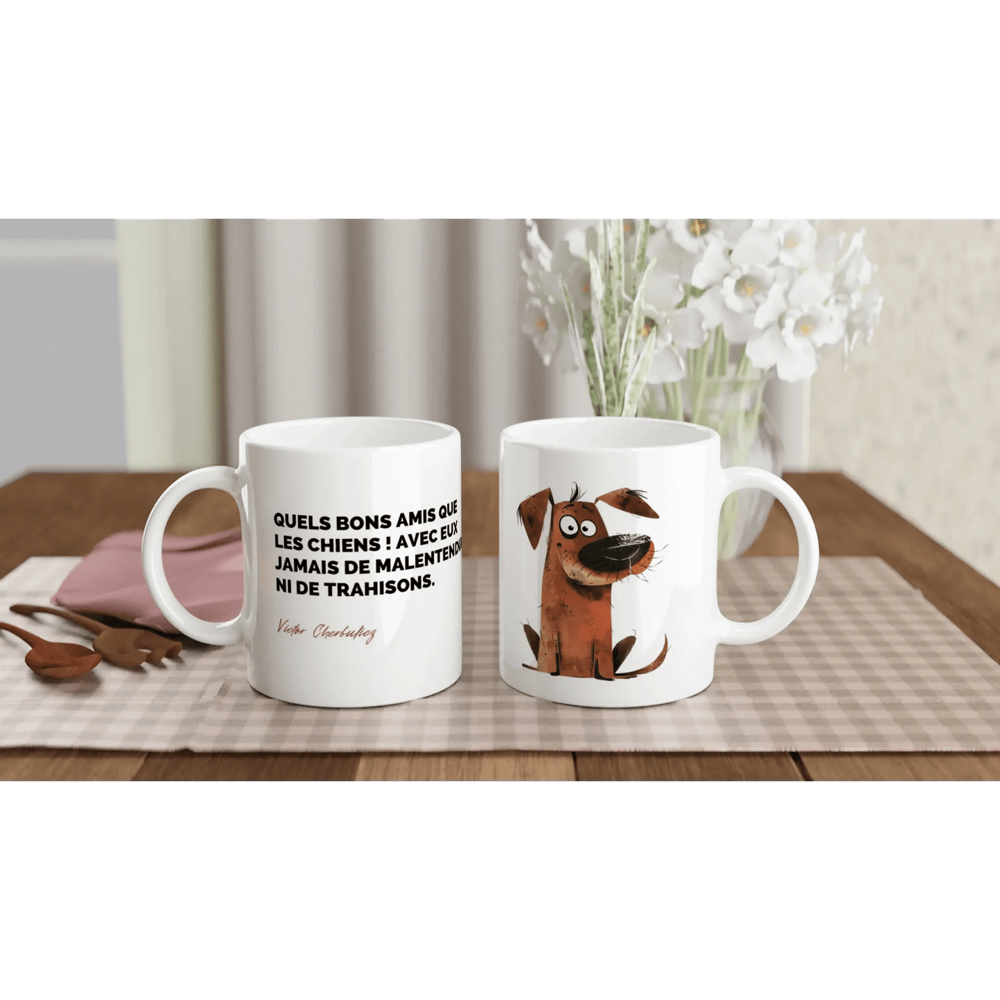 Tasse Citation de Victor Cherbuliez sur les chiens - Place des Images