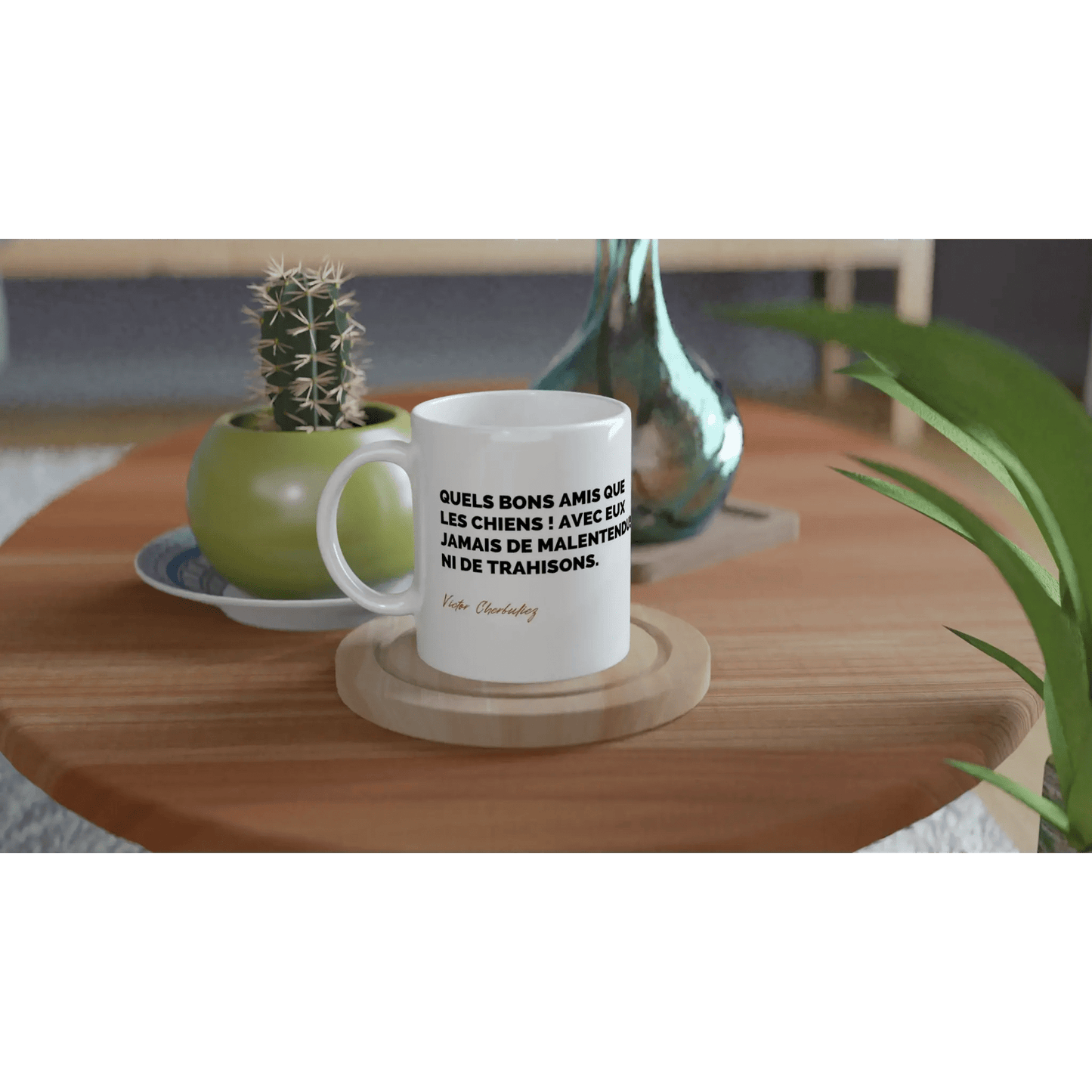 Tasse Citation de Victor Cherbuliez sur les chiens - Place des Images