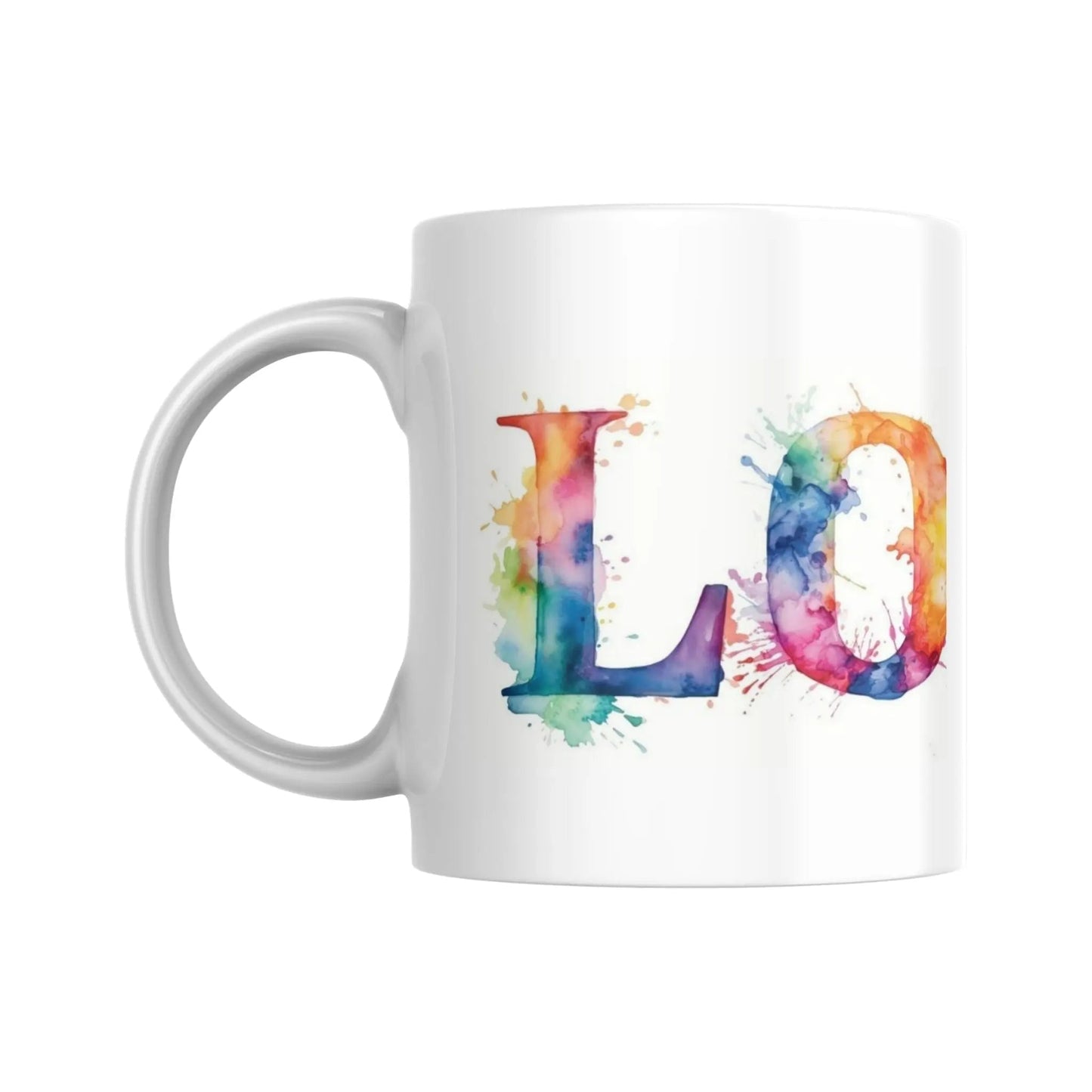 Mug "LOVE" façon aquarelle (partie gauche) - Place des Images