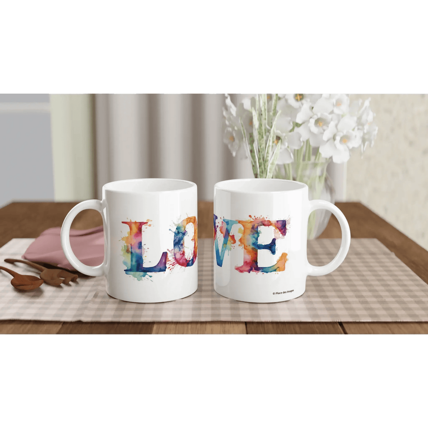 Mug / Tasse "LOVE" façon aquarelle face 1 et 2 - Place des Images
