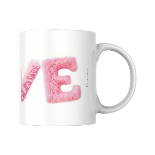 Mug "LOVE" en lettres fourrure rose (partie droite) - Place des Images
