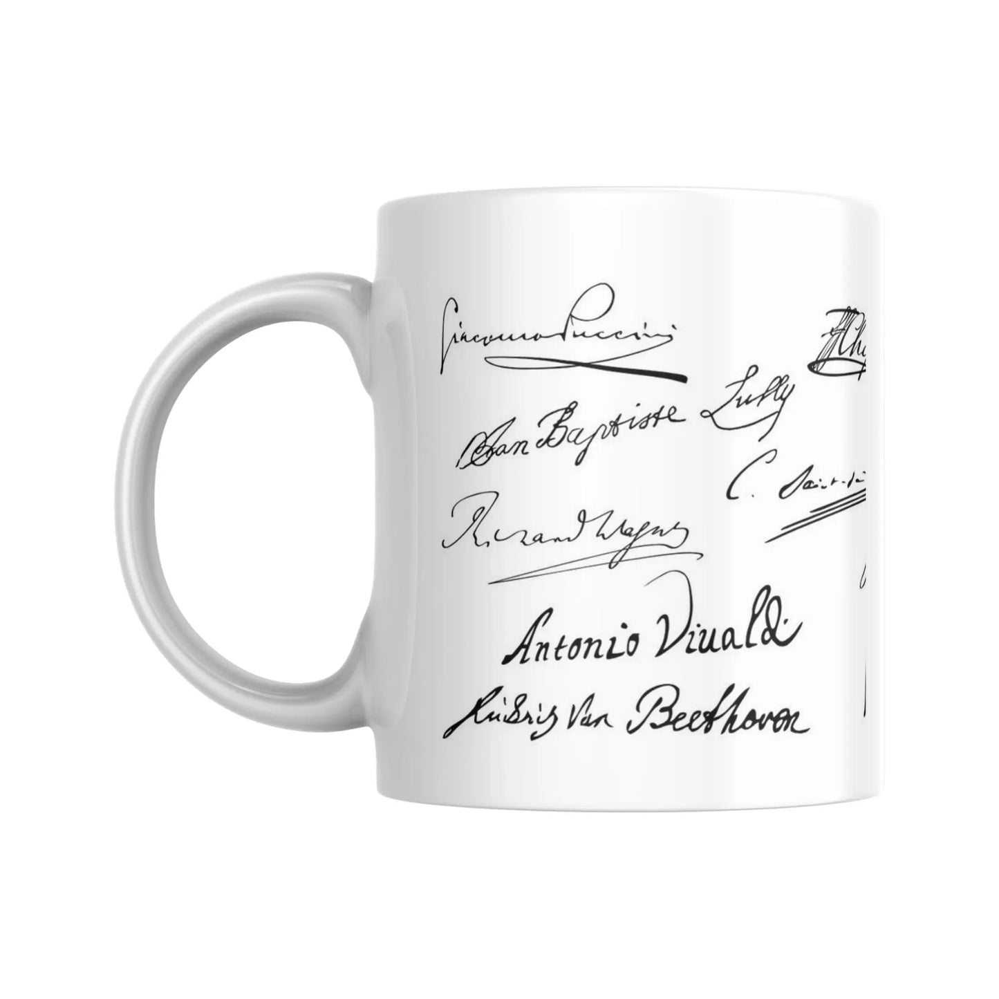 Mug méli-mélo de signatures de compositeurs de musique (partie gauche) - Place des Images