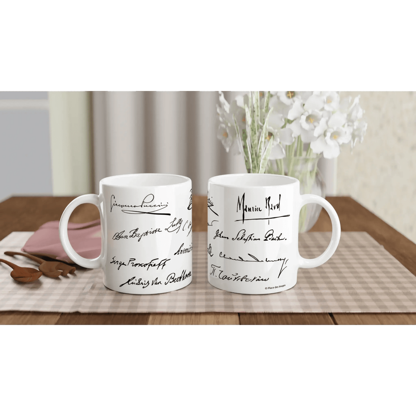 Tasse méli - mélo de signatures de compositeurs de musique - Place des Images