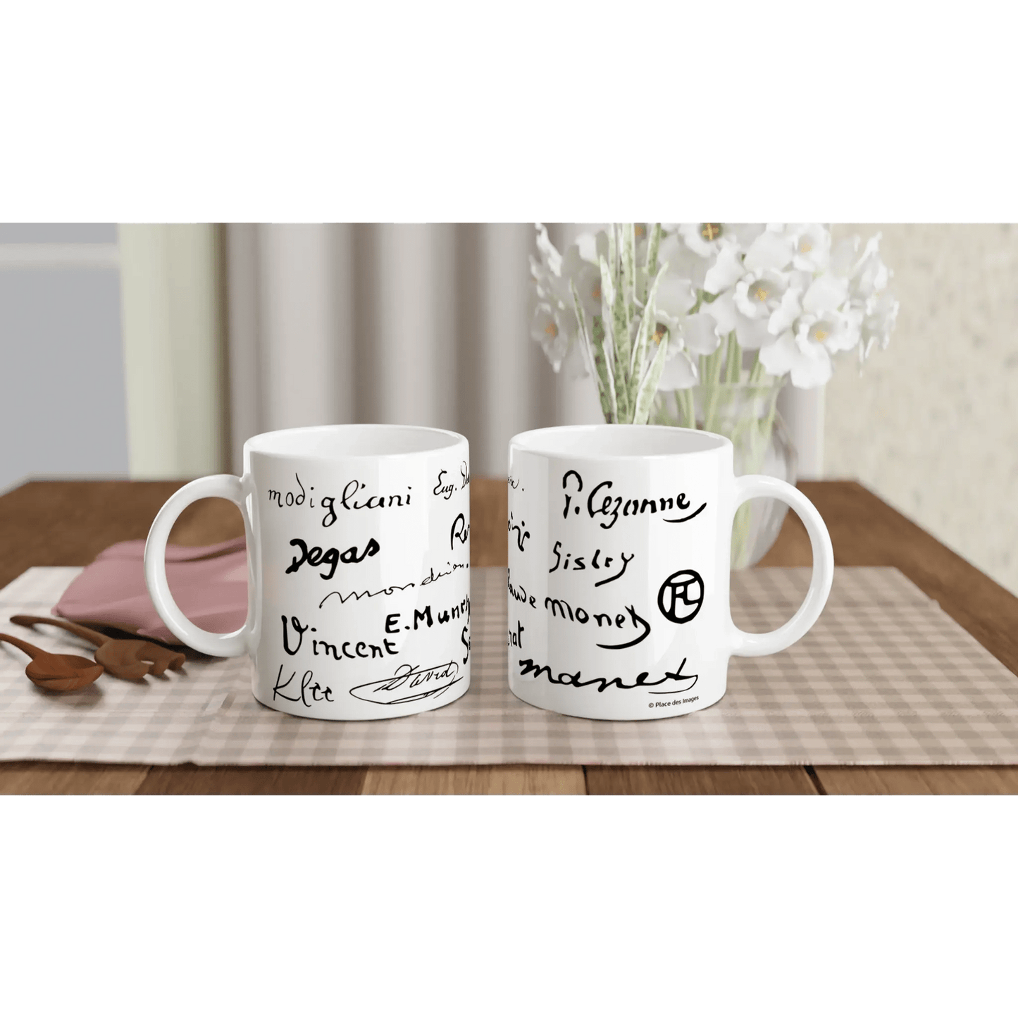 Tasse méli - mélo de signatures de peintres - Place des Images