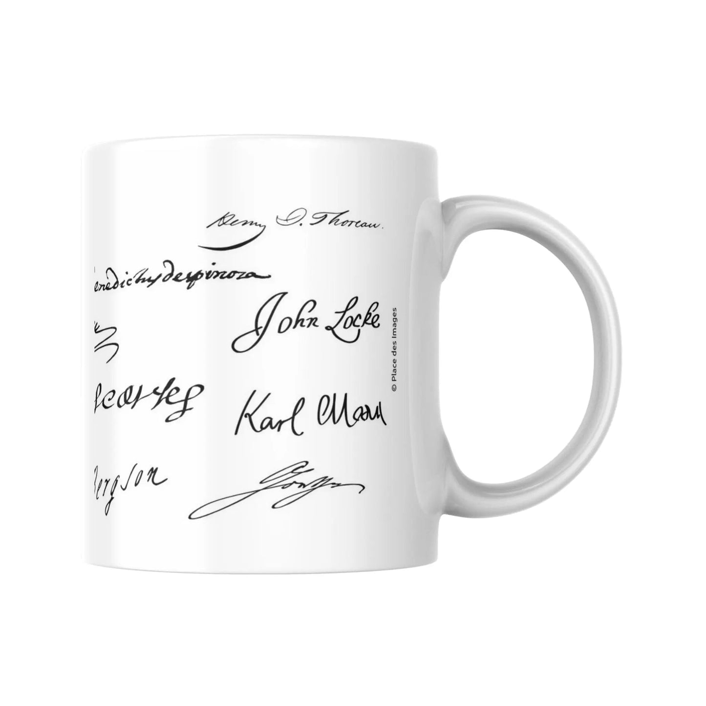 Mug méli-mélo de signatures de philosophes (partie droite) - Place des Images