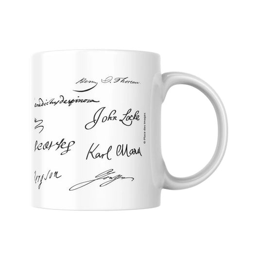 Mug méli-mélo de signatures de philosophes (partie droite) - Place des Images