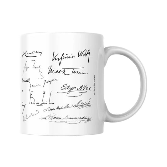 Mug méli-mélo de signatures d'écrivains (partie droite) - Place des Images