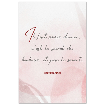 Affiche Citation d'Anatole France sur le bonheur