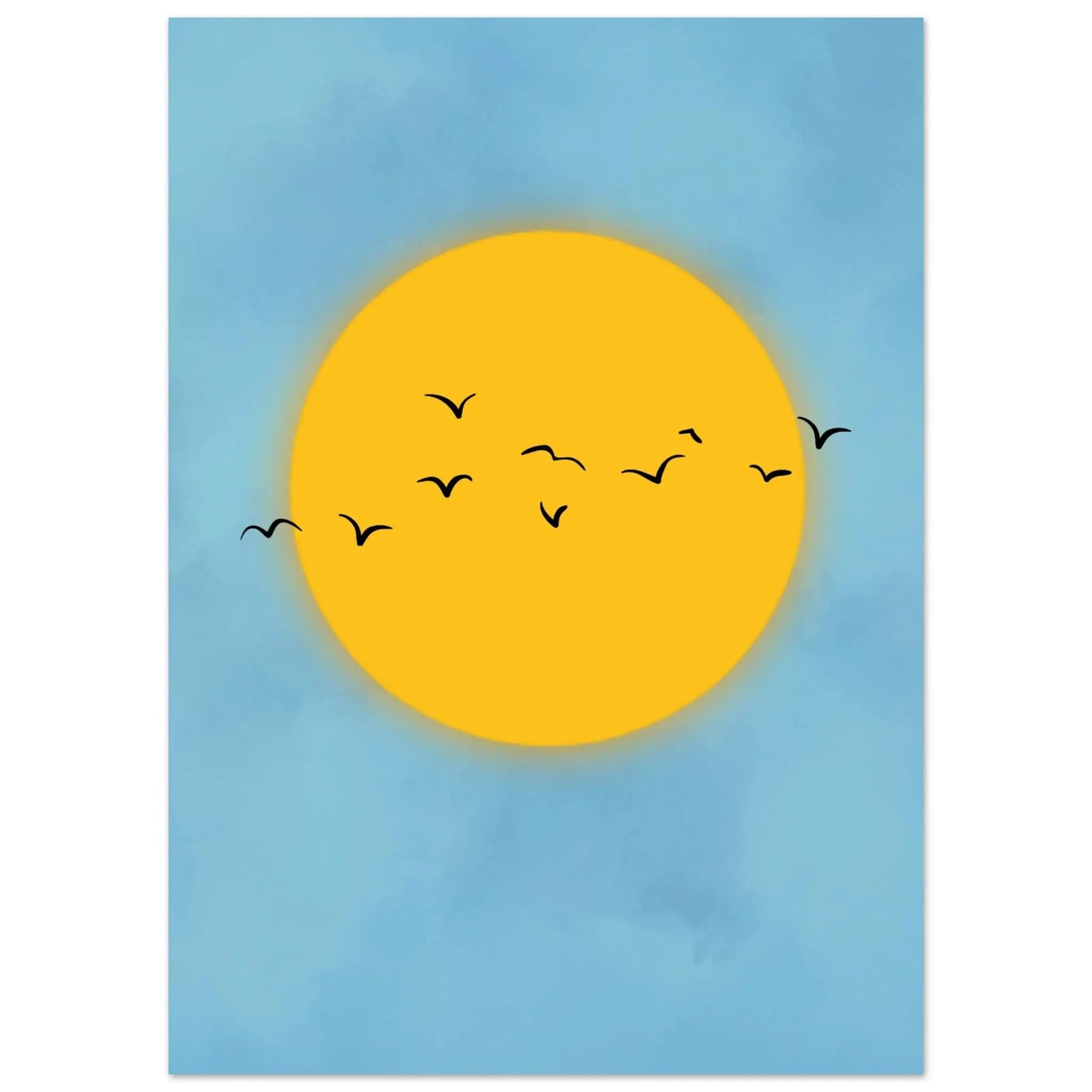 Affiche Silhouettes d'oiseaux dans le soleil