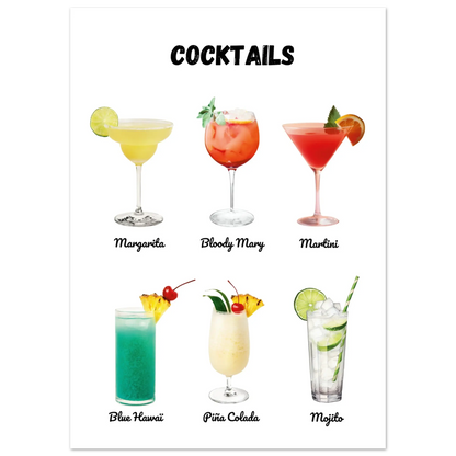 Affiche pour la cuisine : 6 cocktails