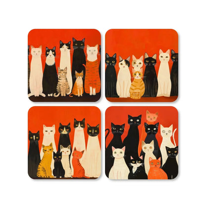 Dessous de verre - Chats sur fond rouge  - Place des Images