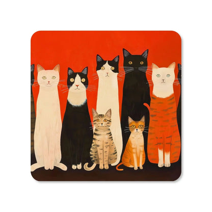 Dessous de verre - Chats sur fond rouge Vue 1 - Place des Images