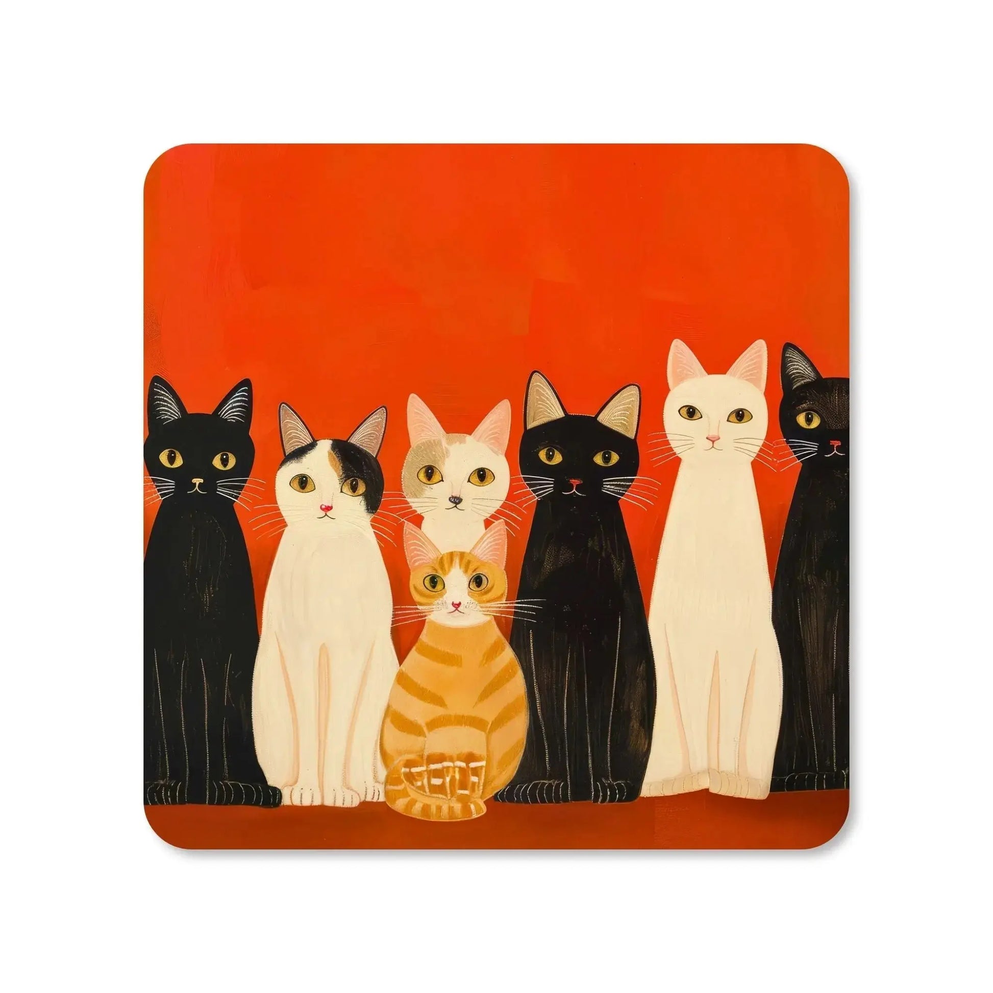 Dessous de verre - Chats sur fond rouge Vue 2 - Place des Images