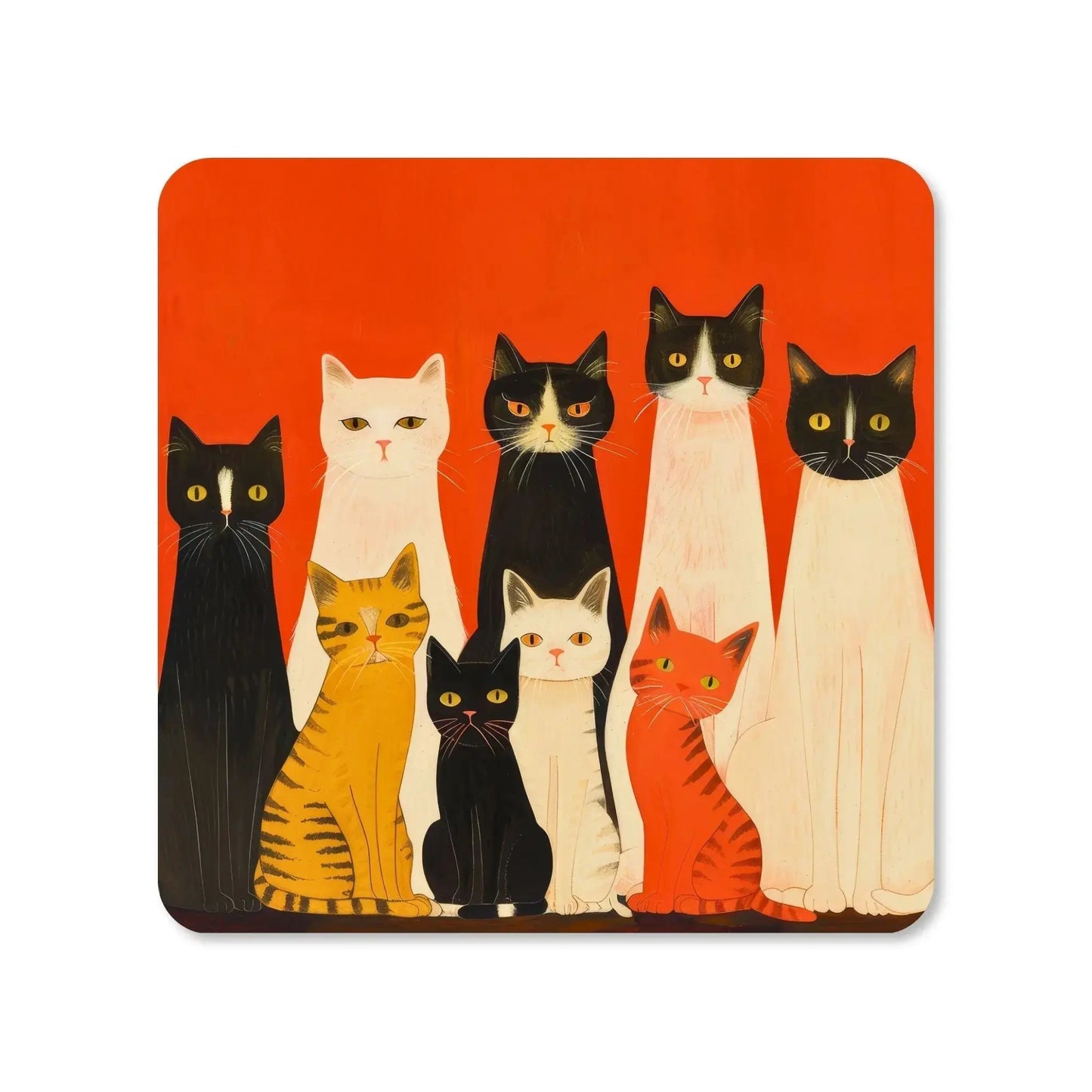 Dessous de verre - Chats sur fond rouge Vue 3 - Place des Images