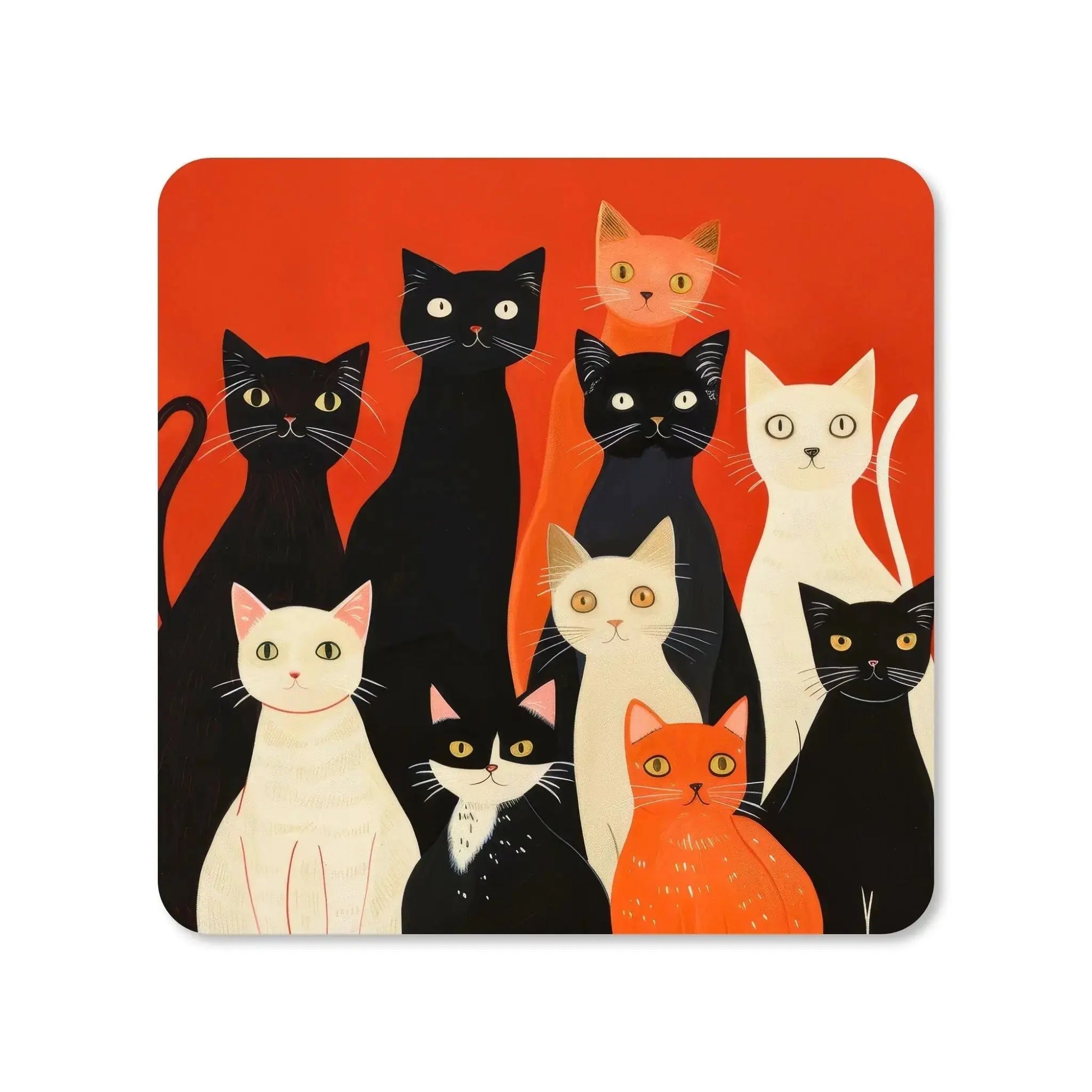 Dessous de verre - Chats sur fond rouge Vue 4 - Place des Images