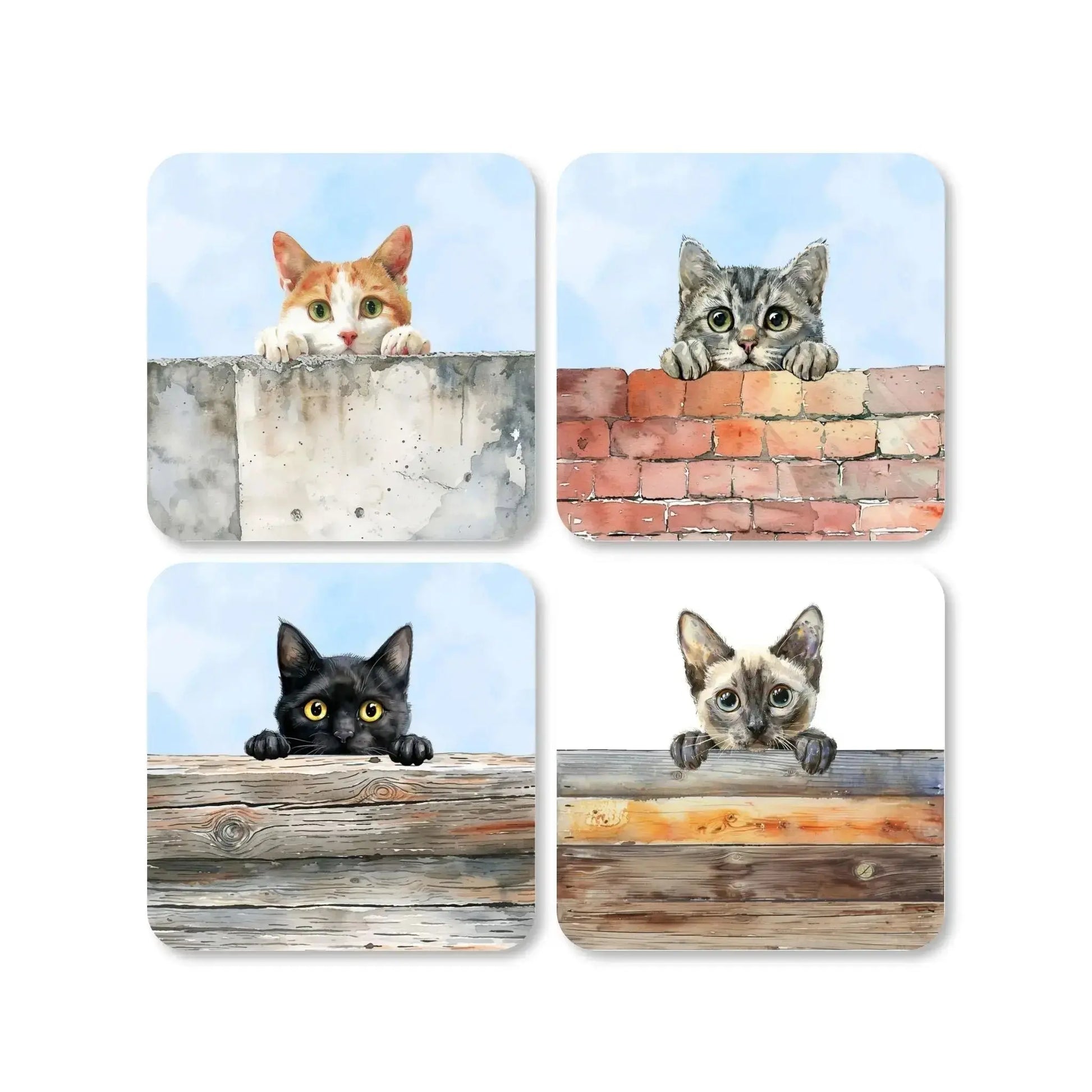Dessous de verre - Chats sur palissade  - Place des Images