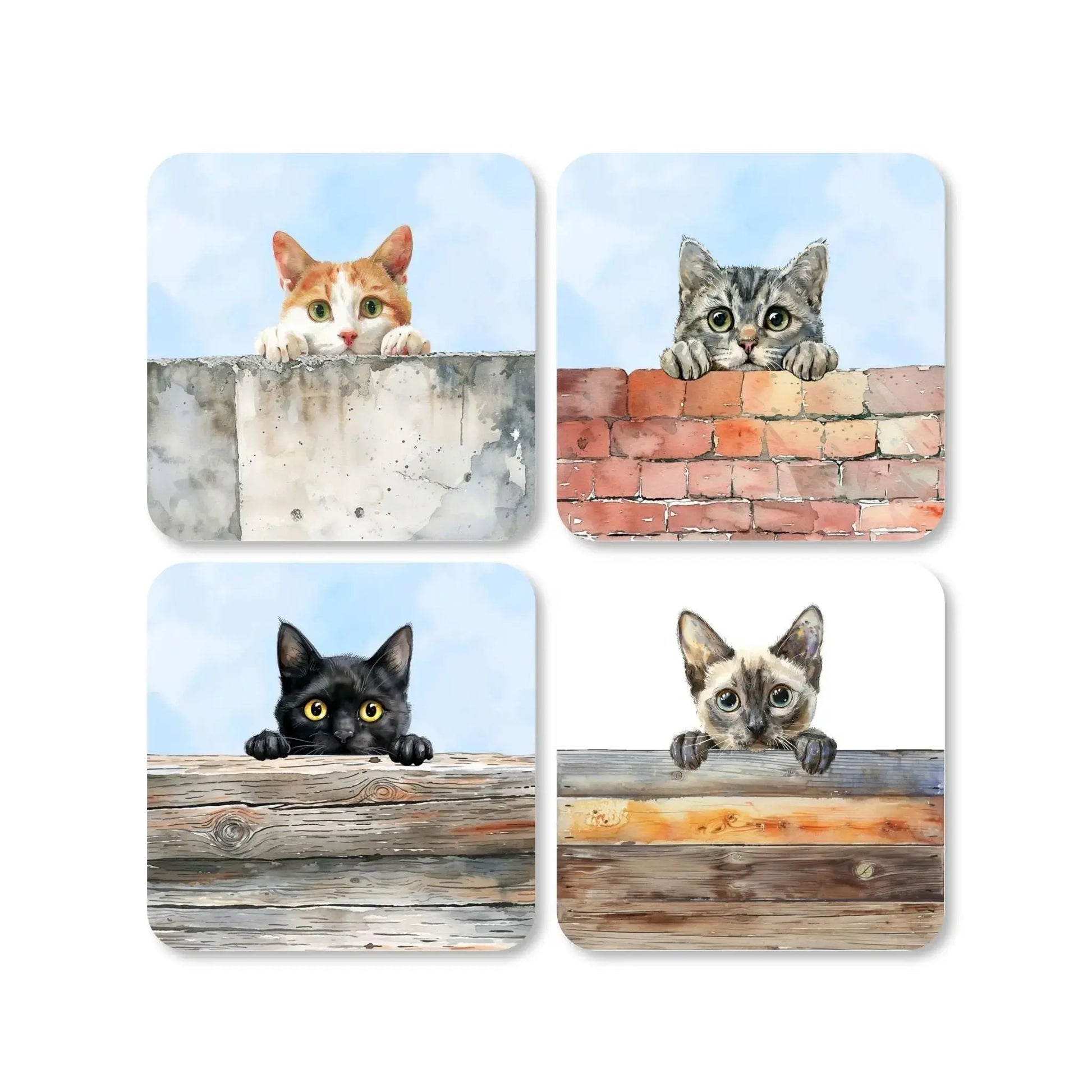 Dessous de verre - Chats sur palissade  - Place des Images