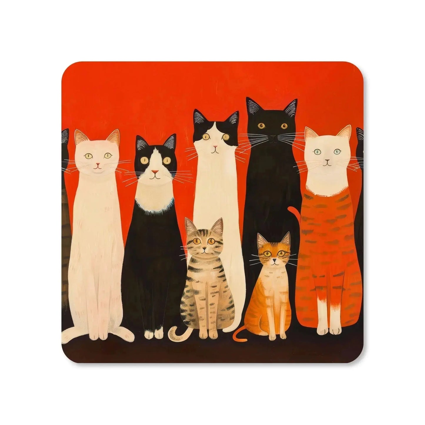 Dessous de verre - Chats sur fond rouge Vue 1 - Place des Images