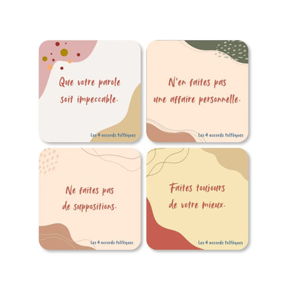 Lot de 4 dessous de verre - 4 accords toltèques  - Place des Images