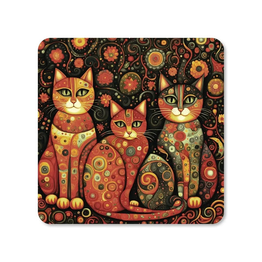 Lot de 4 dessous de verre - Chats style Gustav Klimt (vue 1) - Place des Images