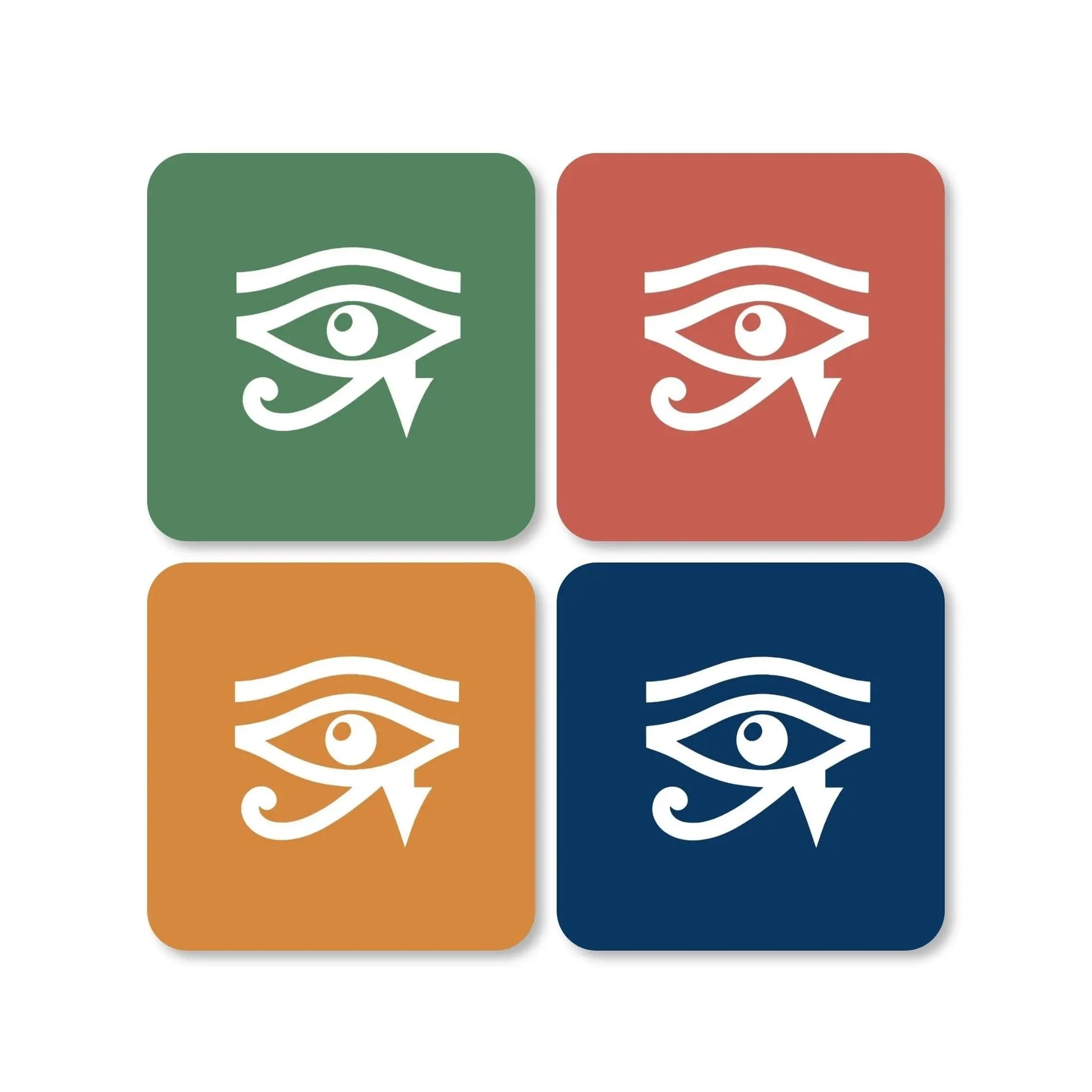 Lot de 4 dessous de verre - Oeil d'Horus sur fonds colorés  - Place des Images