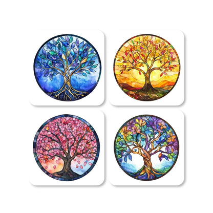 Lot de 4 dessous de verre - Arbres de vie série 1 - Place des Images