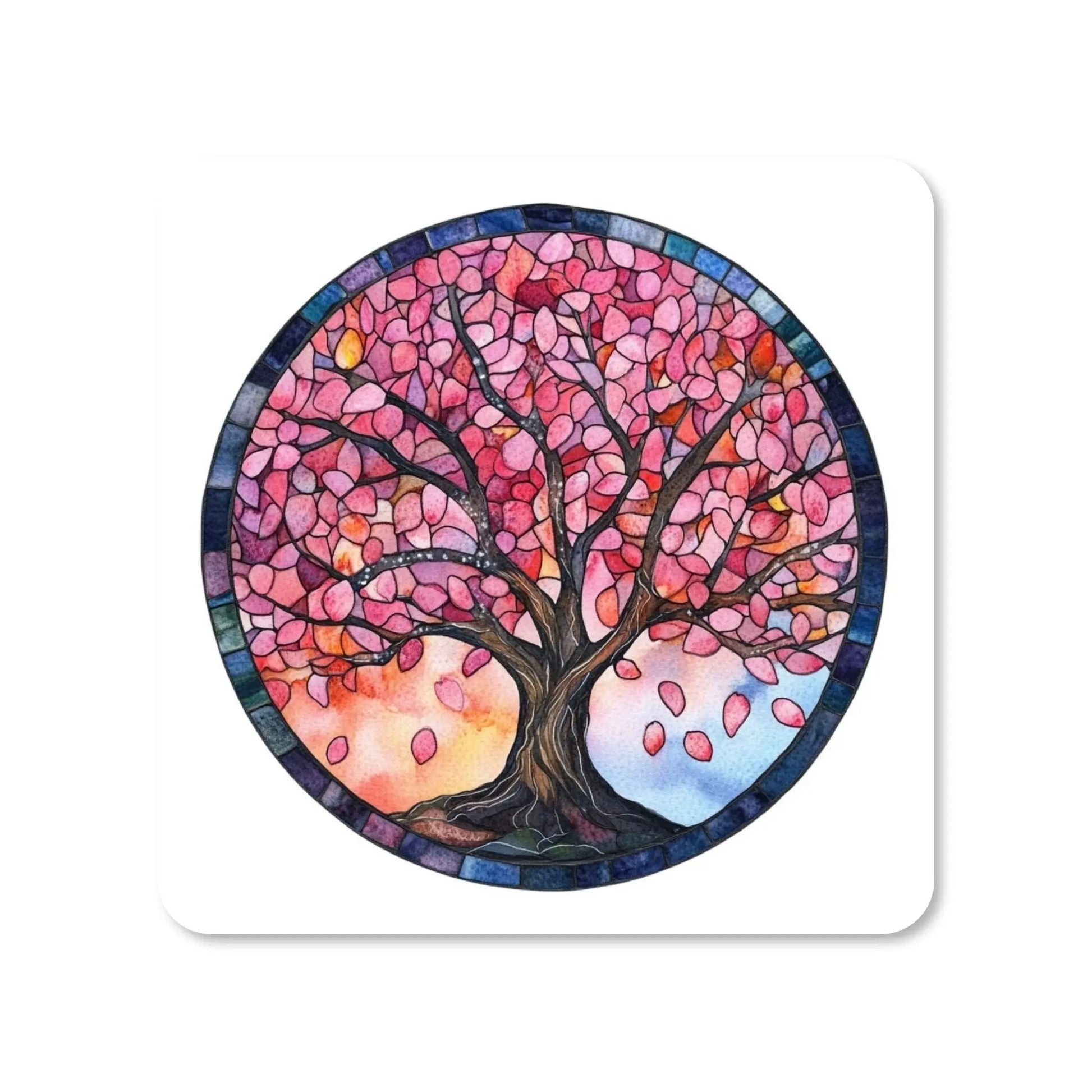Lot de 4 dessous de verre - Arbres de vie rose série 1 - Place des Images