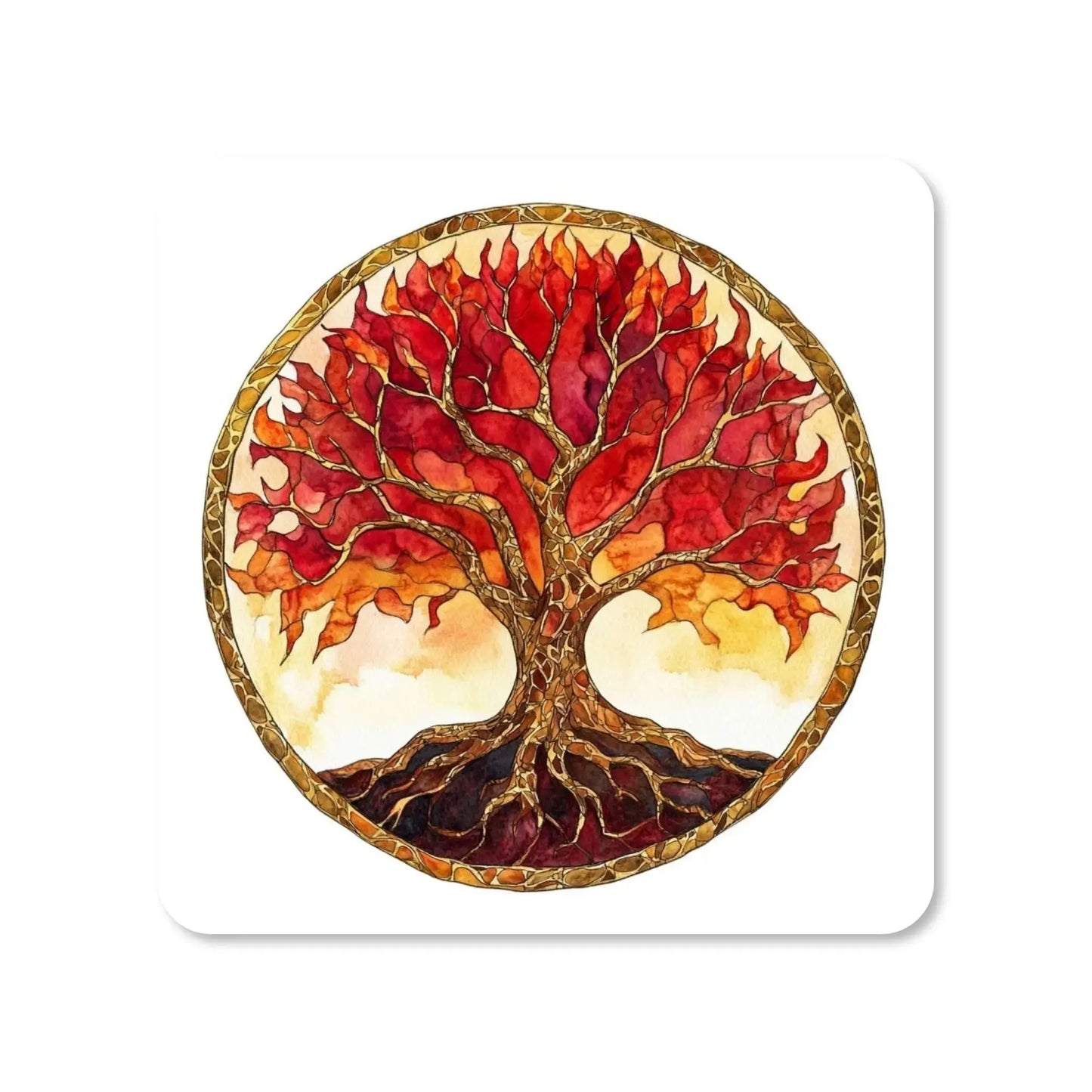 Lot de 4 dessous de verre - Arbres de vie série 2 L'arbre de feu - Place des Images