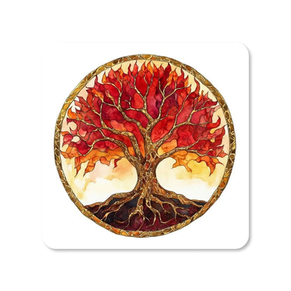 Lot de 4 dessous de verre - Arbres de vie série 2 L'arbre de feu - Place des Images