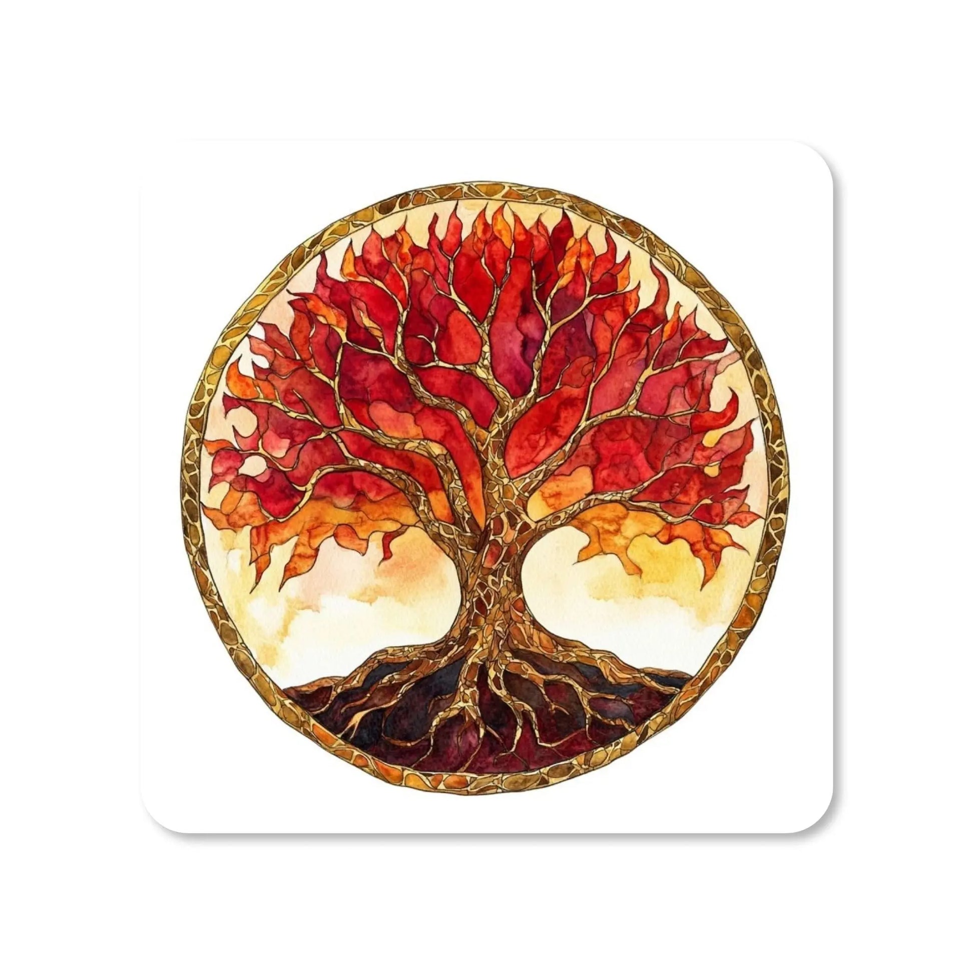 Lot de 4 dessous de verre - Arbres de vie série 2 L'arbre de feu - Place des Images