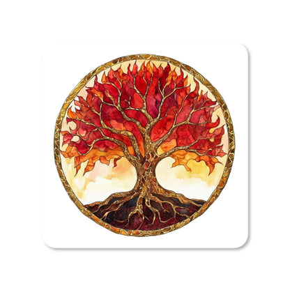 Lot de 4 dessous de verre - Arbres de vie série 2 L'arbre de feu - Place des Images