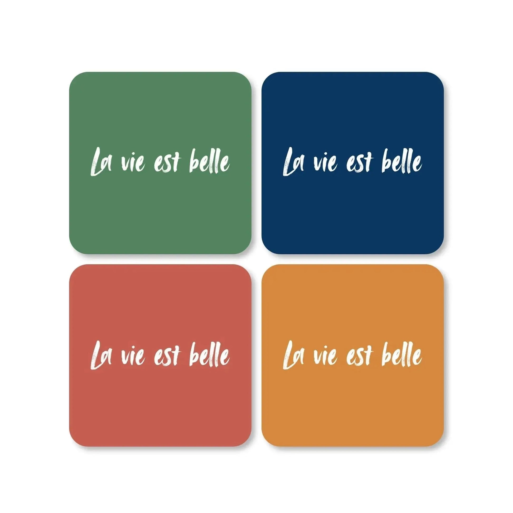 Lot de 4 dessous de verre - La vie est belle - Place des Images