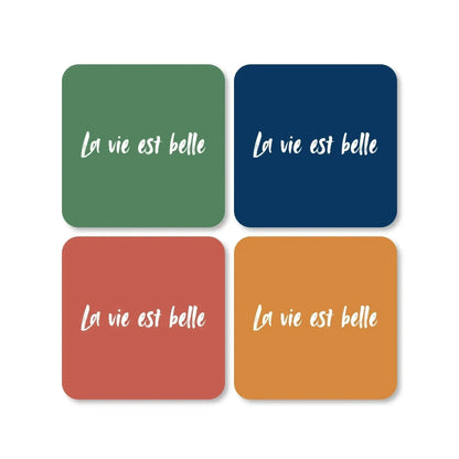 Lot de 4 dessous de verre - La vie est belle - Place des Images