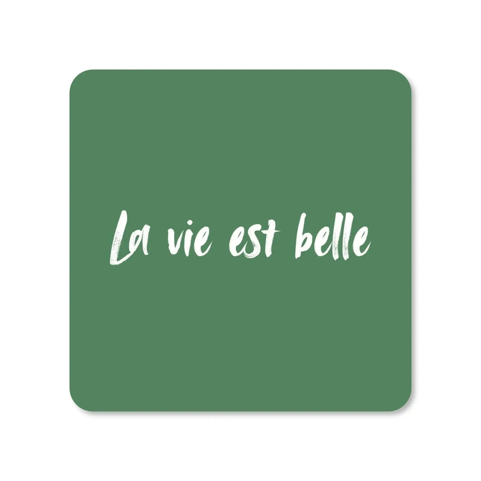 Lot de 4 dessous de verre - La vie est belle sur fond vert - Place des Images