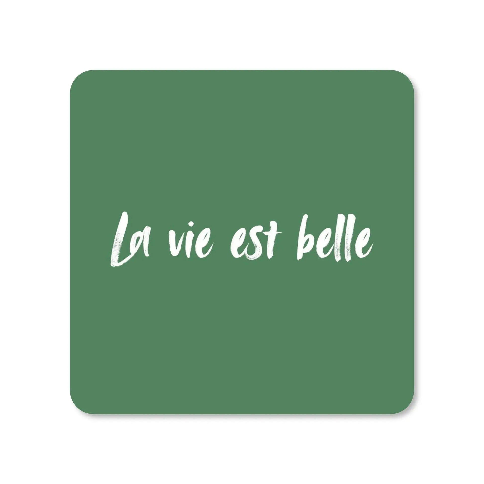 Lot de 4 dessous de verre - La vie est belle sur fond vert - Place des Images