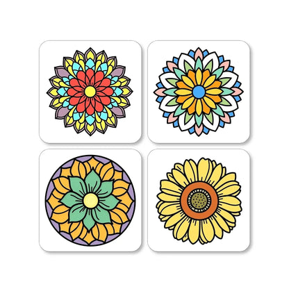 Lot de 4 dessous de verre - Mandalas Harmonie florale série 2 - Place des Images