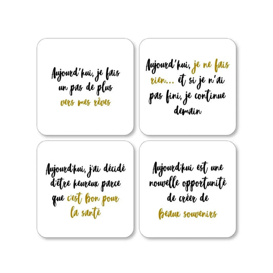 Lot de 4 dessous de verre - Pensées inspirantes - Place des Images