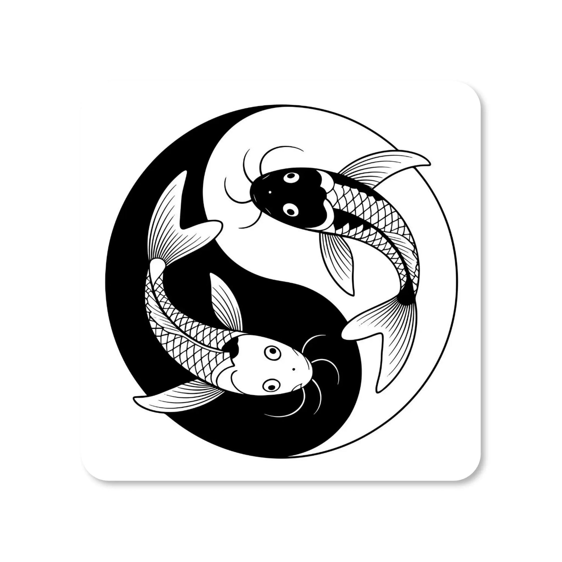 Lot de 4 dessous de verre - Yin-Yang avec carpes Koï du Japon (image 1) - Place des Images