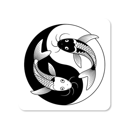 Lot de 4 dessous de verre - Yin-Yang avec carpes Koï du Japon (image 1) - Place des Images