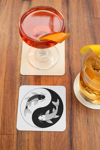 Lot de 4 dessous de verre - Yin-Yang avec carpes Koï du Japon (image 4) - Place des Images