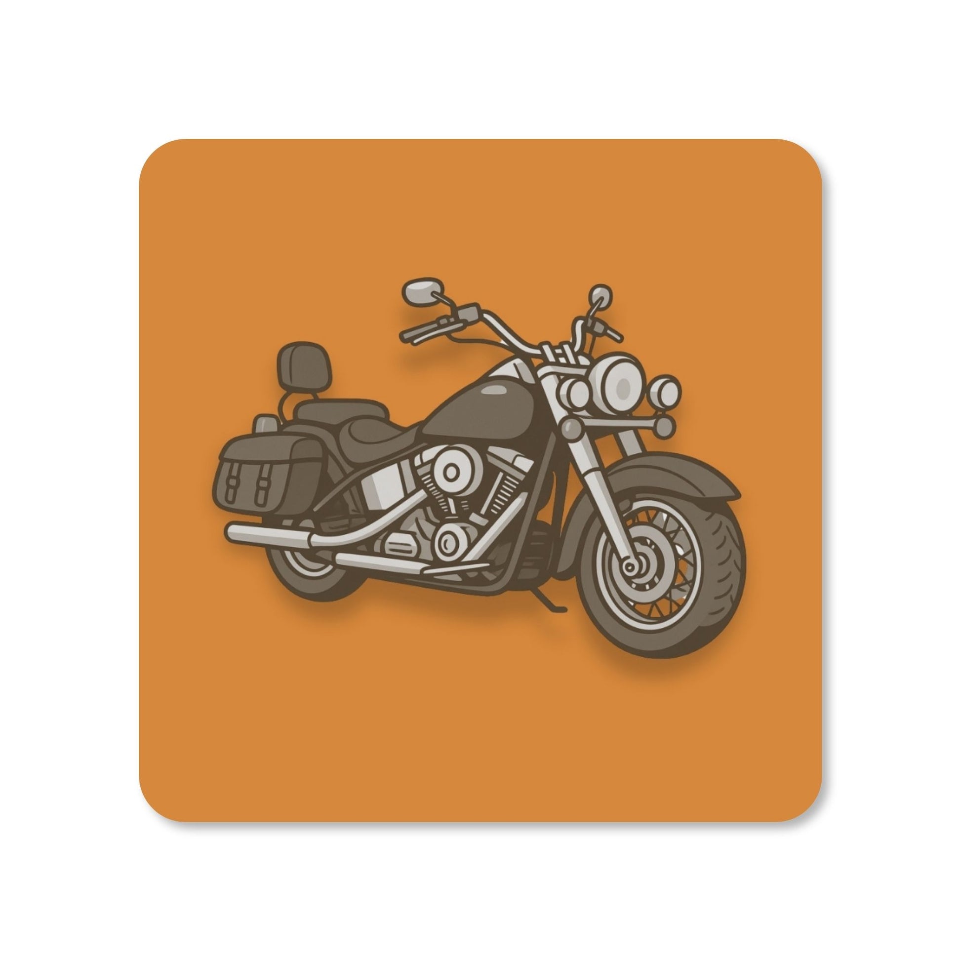 Dessous de verre carré fond ocre avec illustration moto custom
