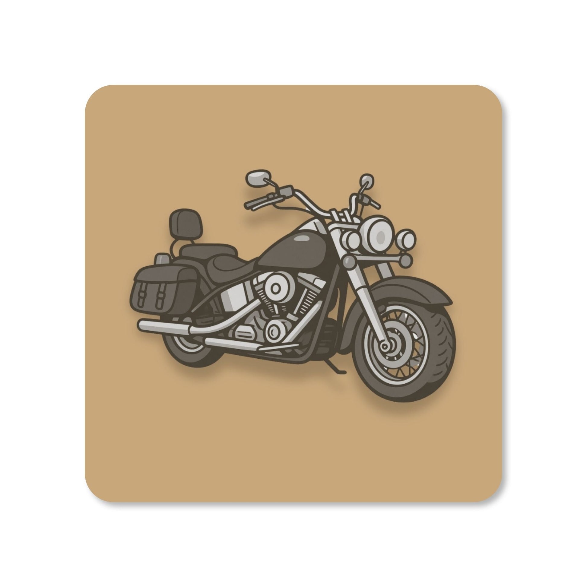 Dessous de verre carré fond beige illustration moto type cruiser