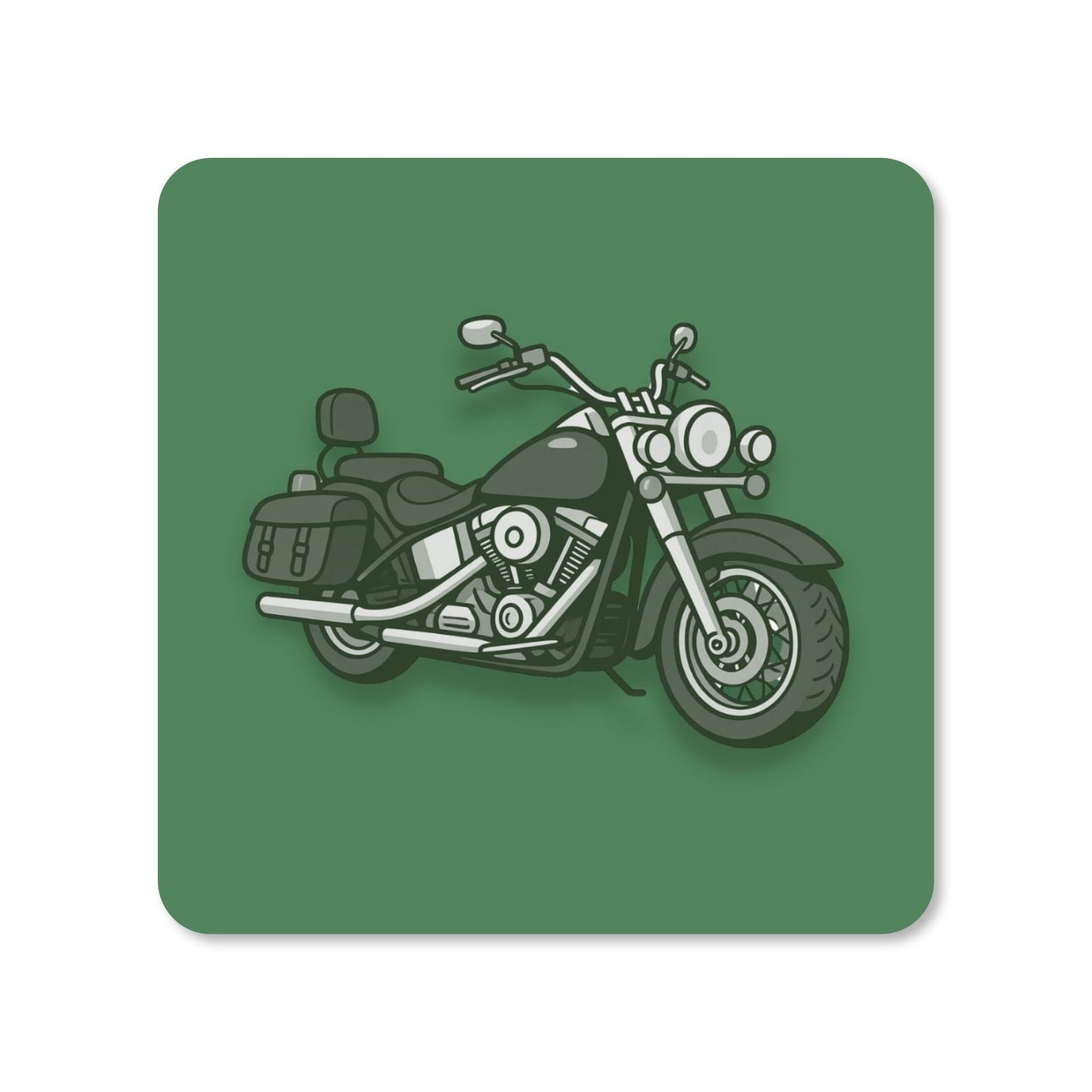 Dessous de verre carré fond vert sauge motif moto américaine
